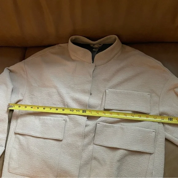 H&M bomber overcoat chore jacket large pockets off white cream shirt minimal - Picture 10 of 13